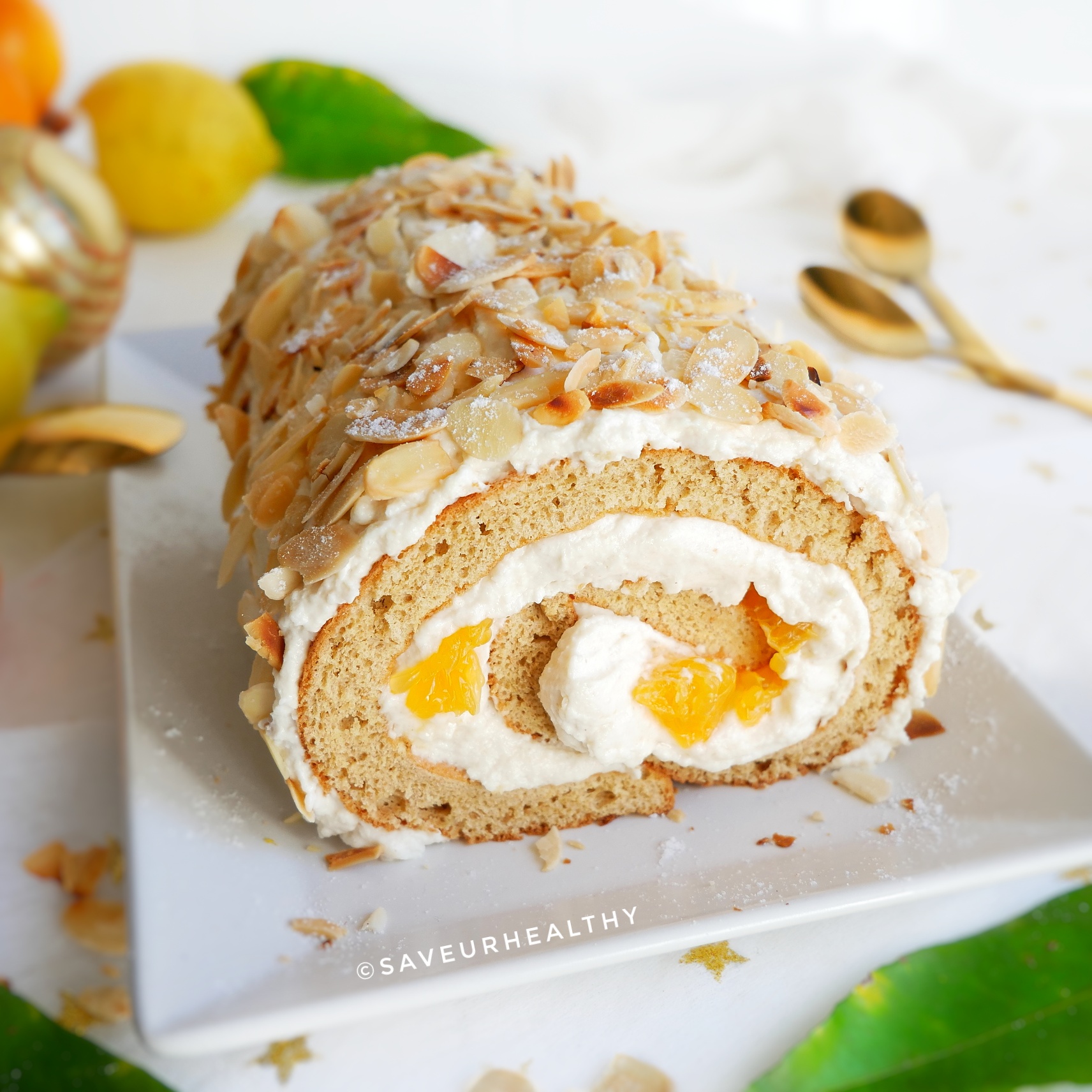 buche sans lactose creme de citron et supremes de clementines