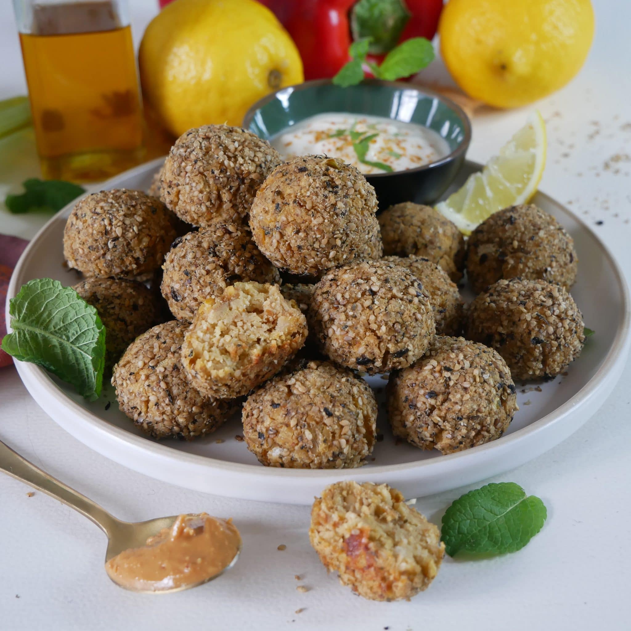 falafel au four cacahuète sésame (vegan, sans gluten)