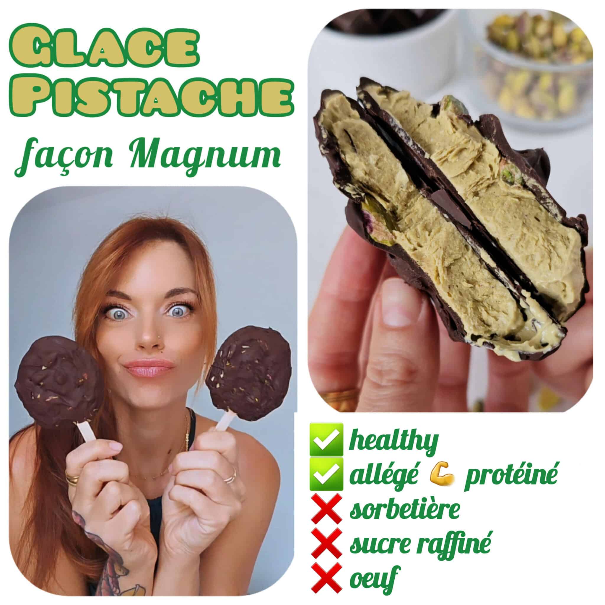 Glace pistache sans sorbetière, façon magnum