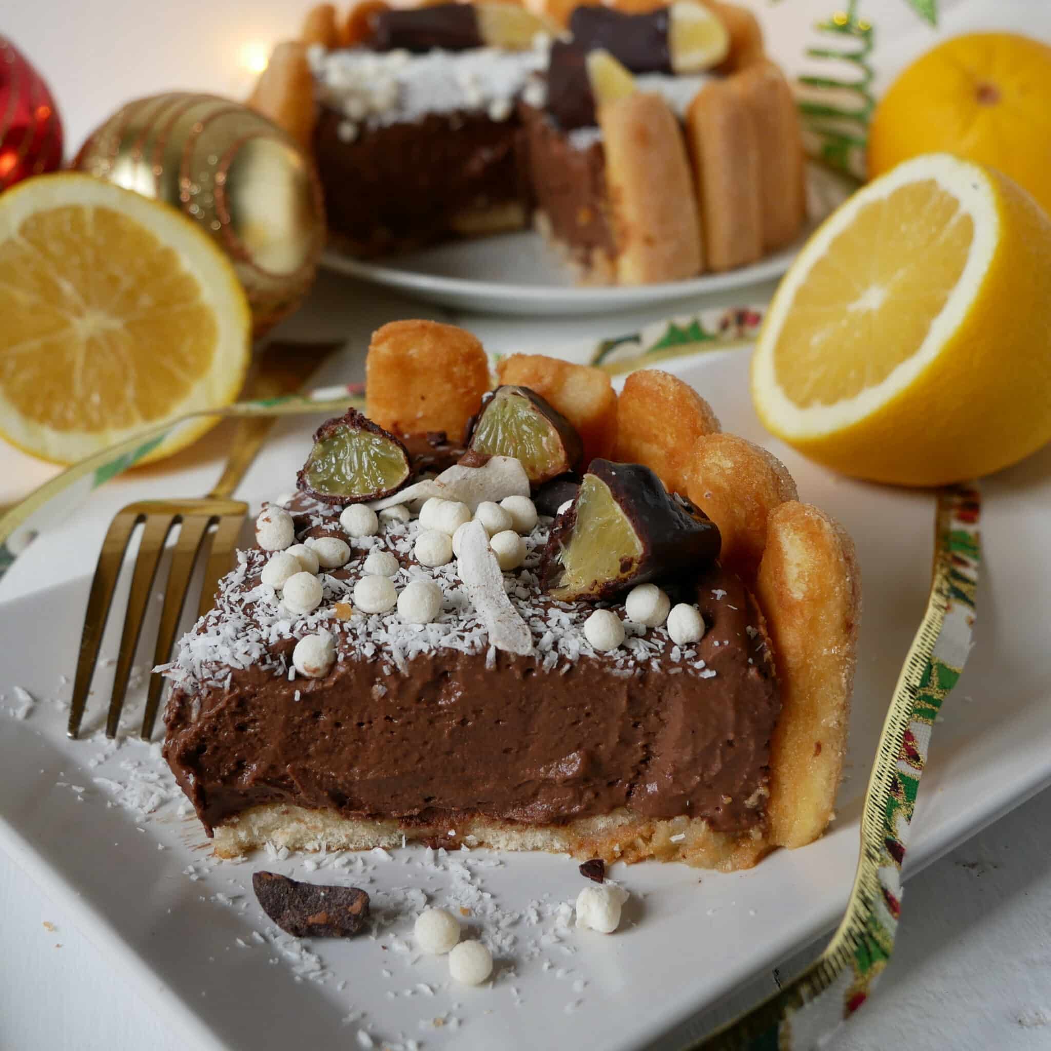 charlotte chocolat orange et noix de coco (sans gluten, sans lactose)