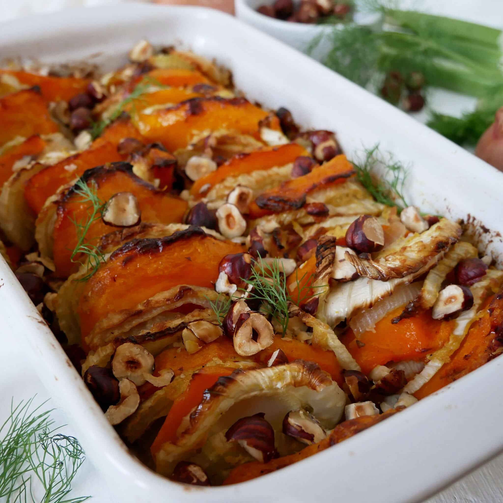 tian au potimarron, fenouil et noisettes