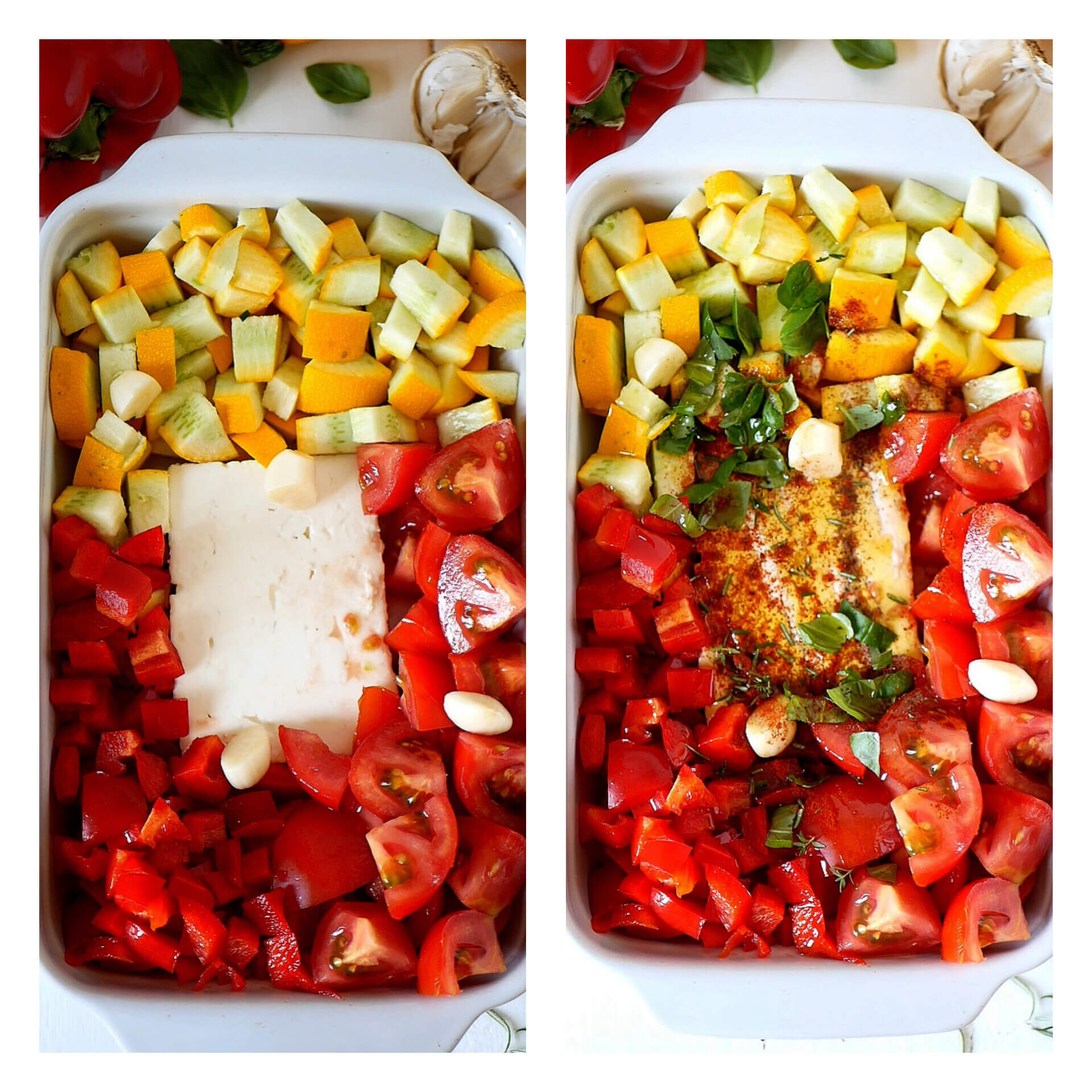 feta au four et ses légumes d'été grillés