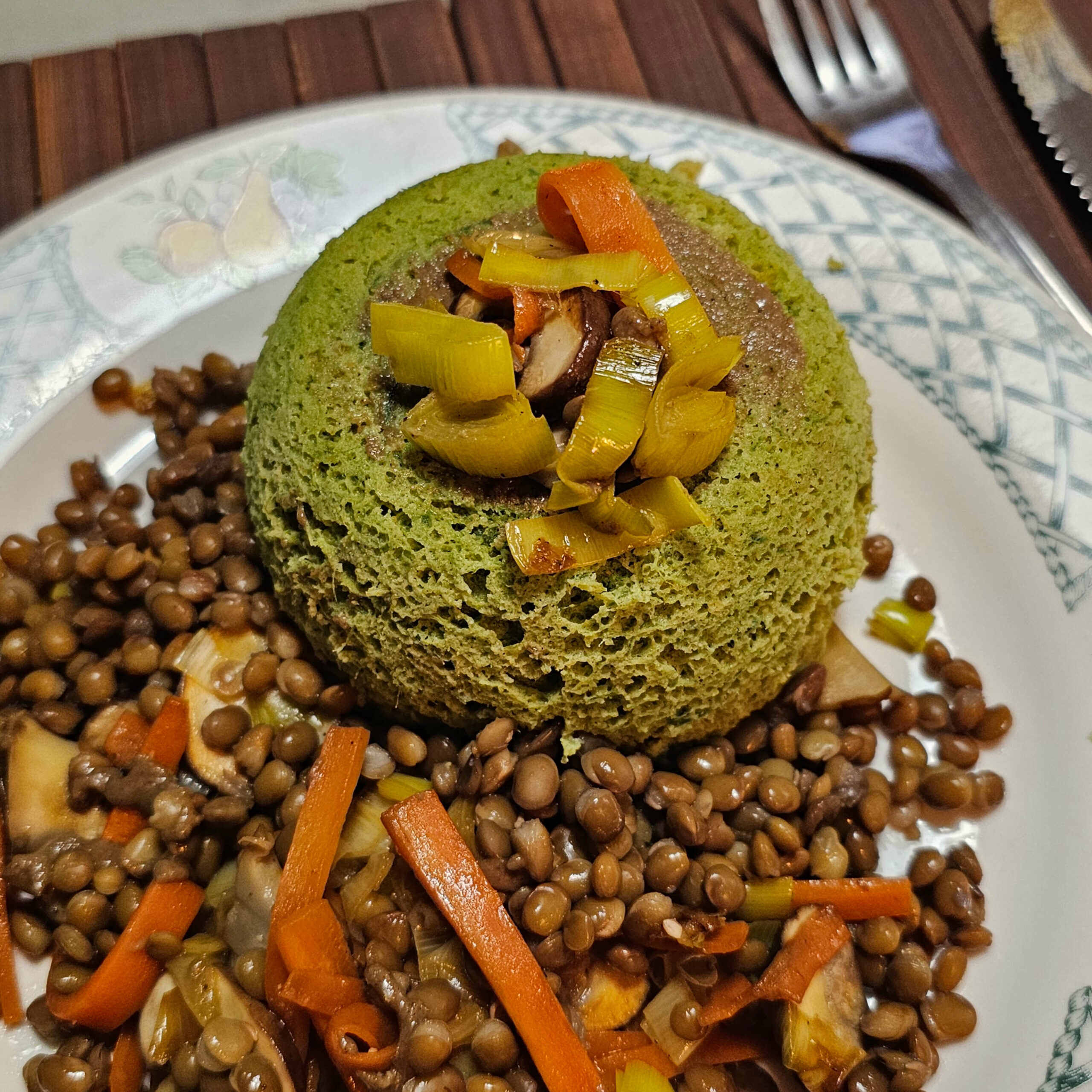 bowlcake salé au vert de poireaux, sans gluten, sans lactose, ig bas